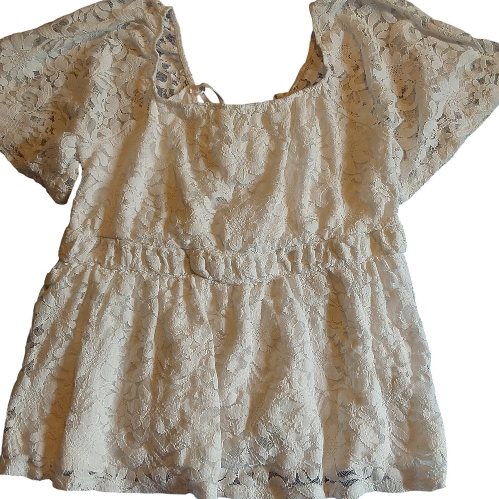 Torrid Women's White Soft Lace Top Lined Bell Cap Sleeves Size 2